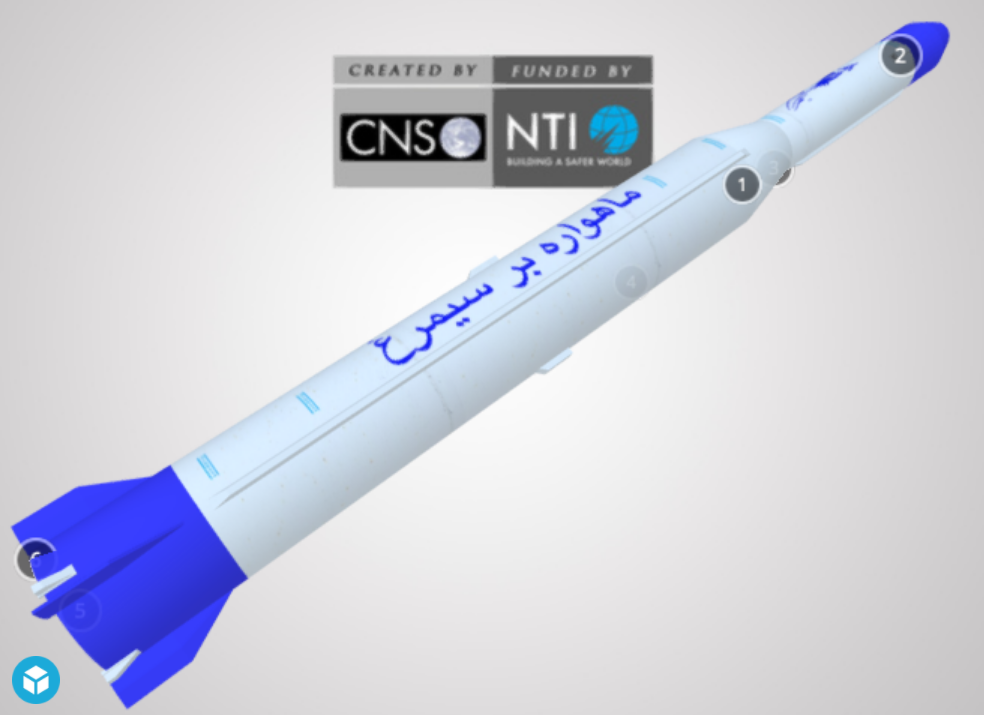 Screenshot of a 3D model of a Iran missile (Simorgh SLV)