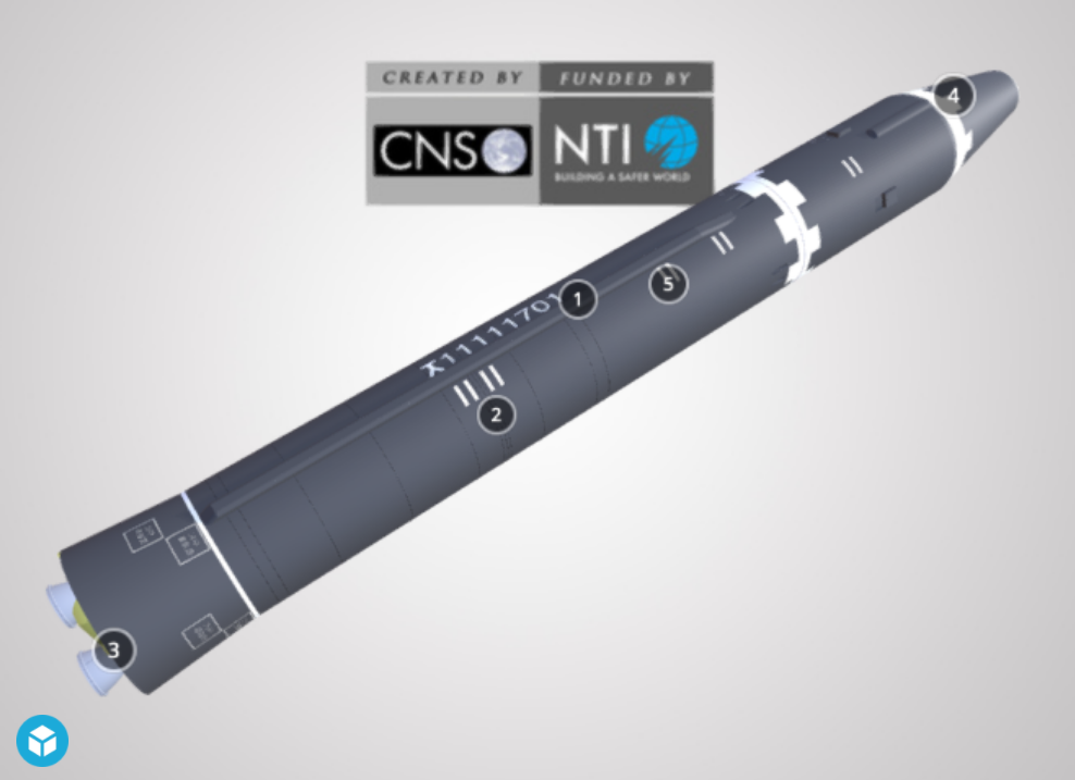 Screenshot of a 3D model of a North Korea missile (Hwasong-15)