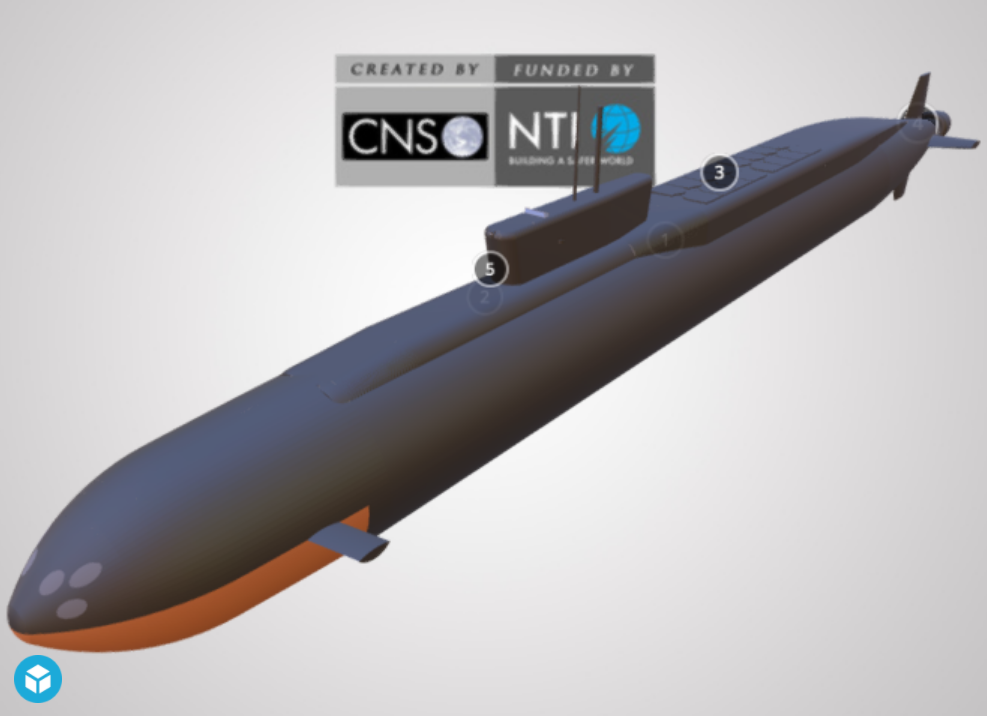 Screenshot of a 3D model of a Russia submarine (Borel Class)