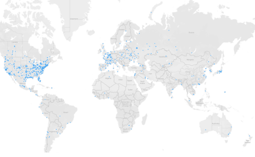 world map with dots